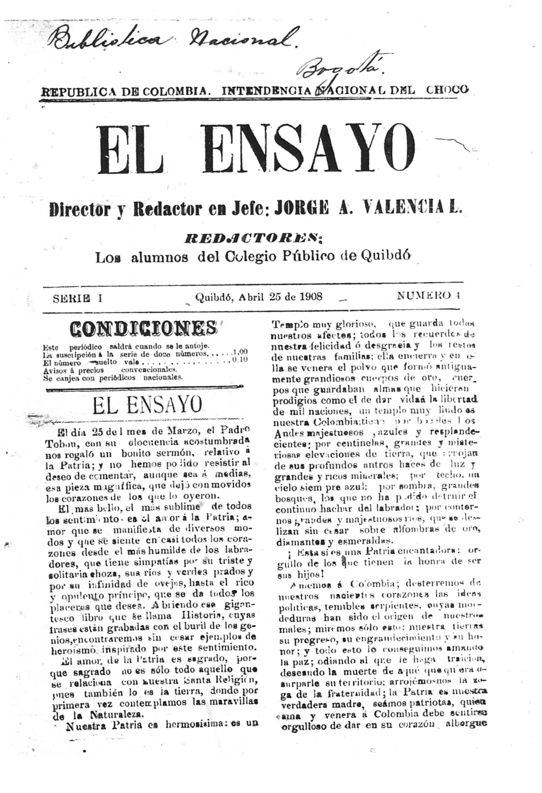 El Ensayo 1908
